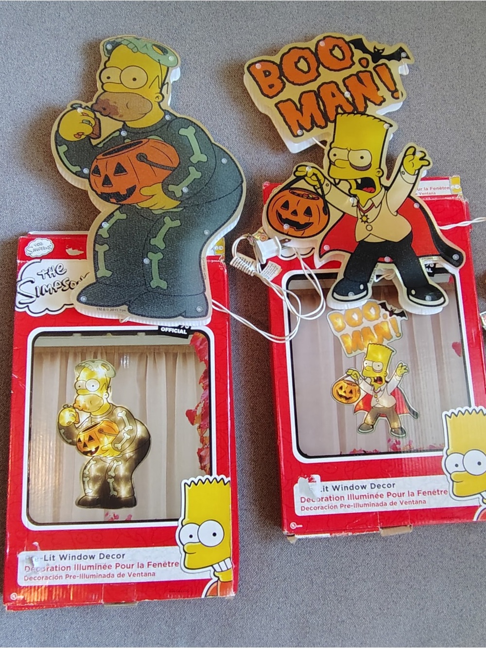 The Simpsons Pre-lit Window Decor Homer Skeleton Bart Vampire Boo Man WORKS